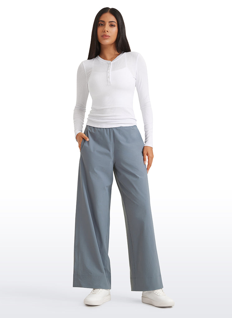 CRZ YOGA Women Stretch Wide Leg High Waisted Casual Pants 30" Hot Fudge Brown