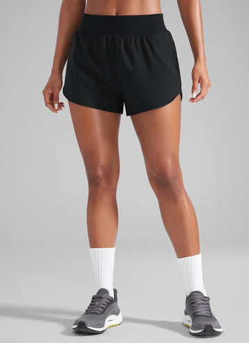 CRZ YOGA Women's Feathery-Fit Soft Mid Waisted Shorts 3” with Pockets Liner Black