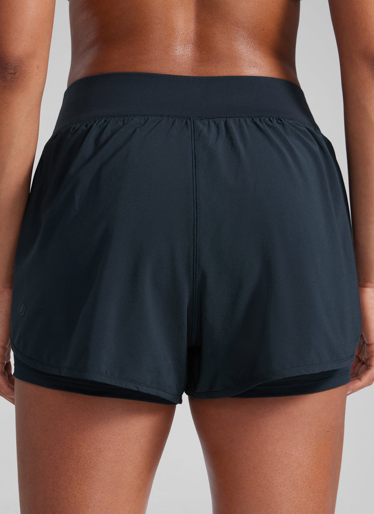 CRZ YOGA Women High-Rise 2 in 1 Shorts 3" with Pocket for Workout True Navy