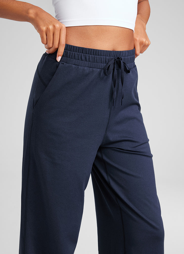 CRZ YOGA Cloud Jersey Wide Leg Sweatpants Women 30” with Pockets Navy