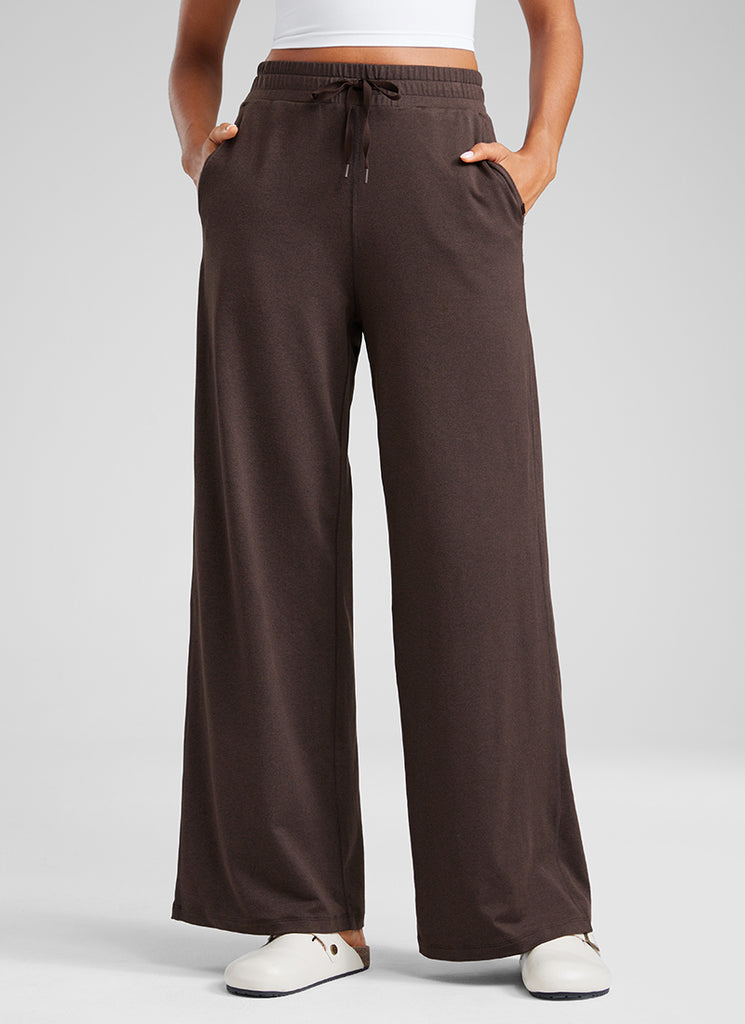 CRZ YOGA Cloud Jersey Wide Leg Sweatpants Women 30” with Pockets Navy