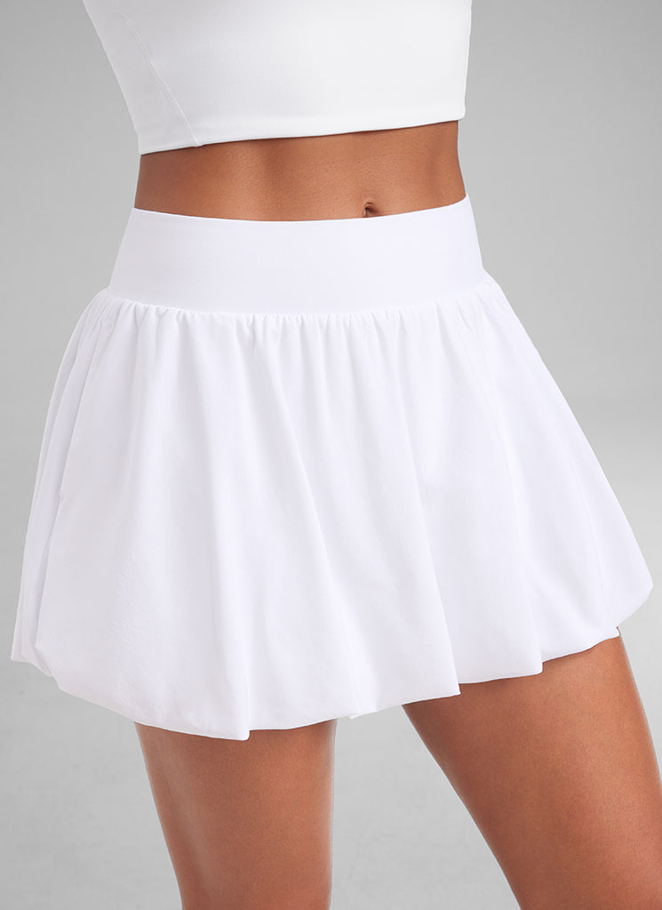 CRZ YOGA Women's Tennis Skirts  Mini Ruffled Hem Balloon Skort White