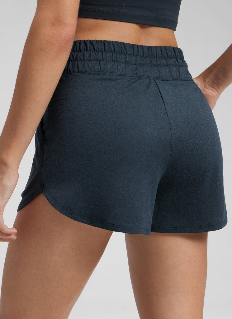 CRZ YOGA Women's Cloud Jersey High Rise Dolphin Casual Sweat Short 3'' True Navy