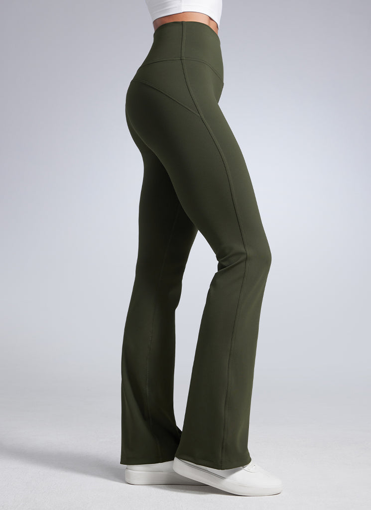 CRZ YOGA Women Butterbreeze High Waist Flare Pants 32'' Wide Leg Olive Green