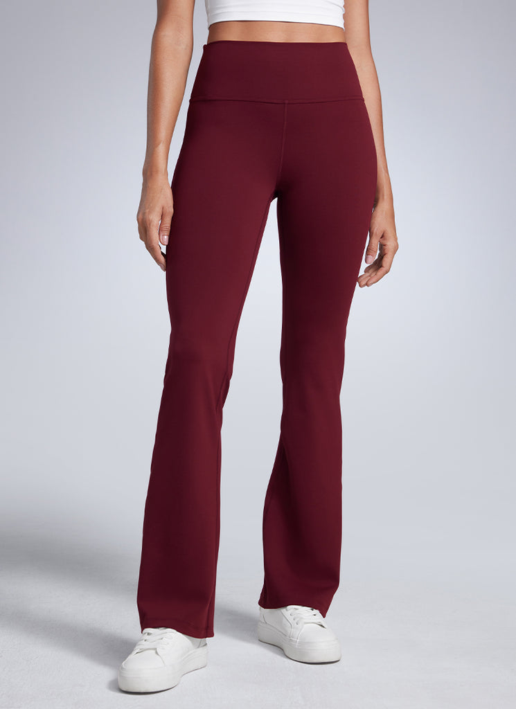 CRZ YOGA Women Butterbreeze High Waist Flare Pants 32'' Wide Leg Red Merlot