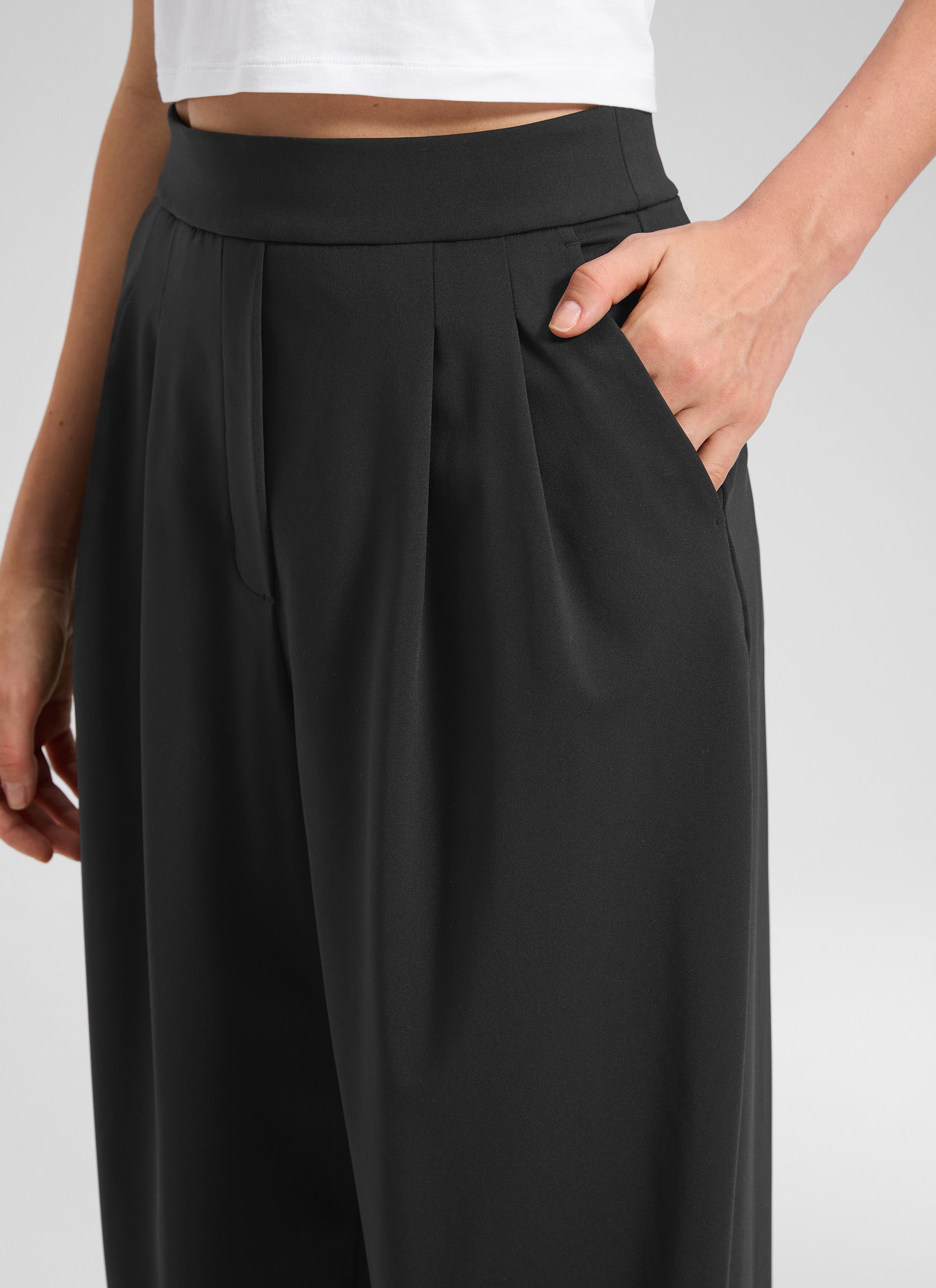 ボトムス kyky CRZ YOGA Women's Business High Rise Drawstring Pocket Wide Leg