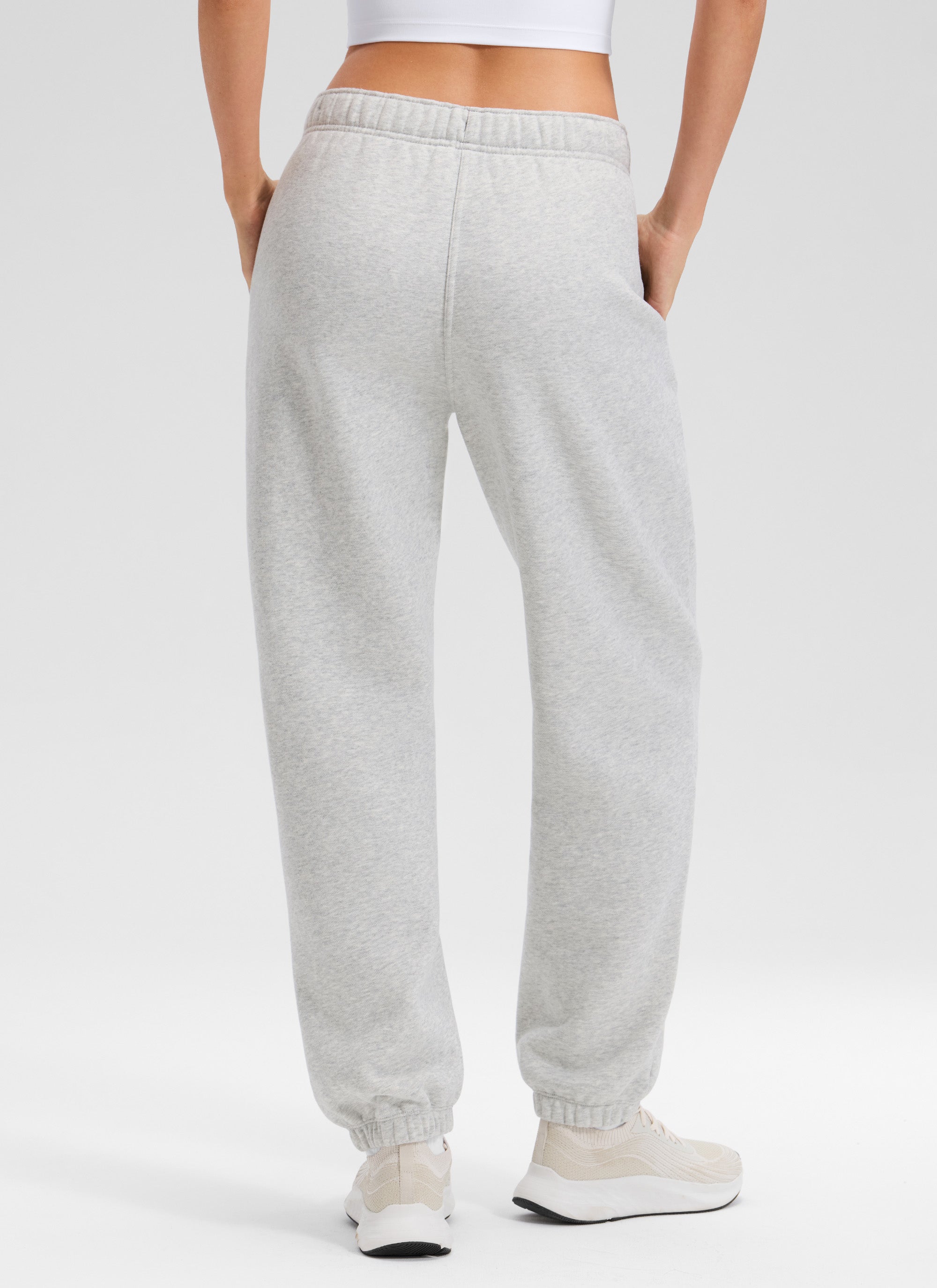 CRZ YOGA Women's Fleece Lined High Rise Drastring Pocket Sweatpants Dove Grey Heather