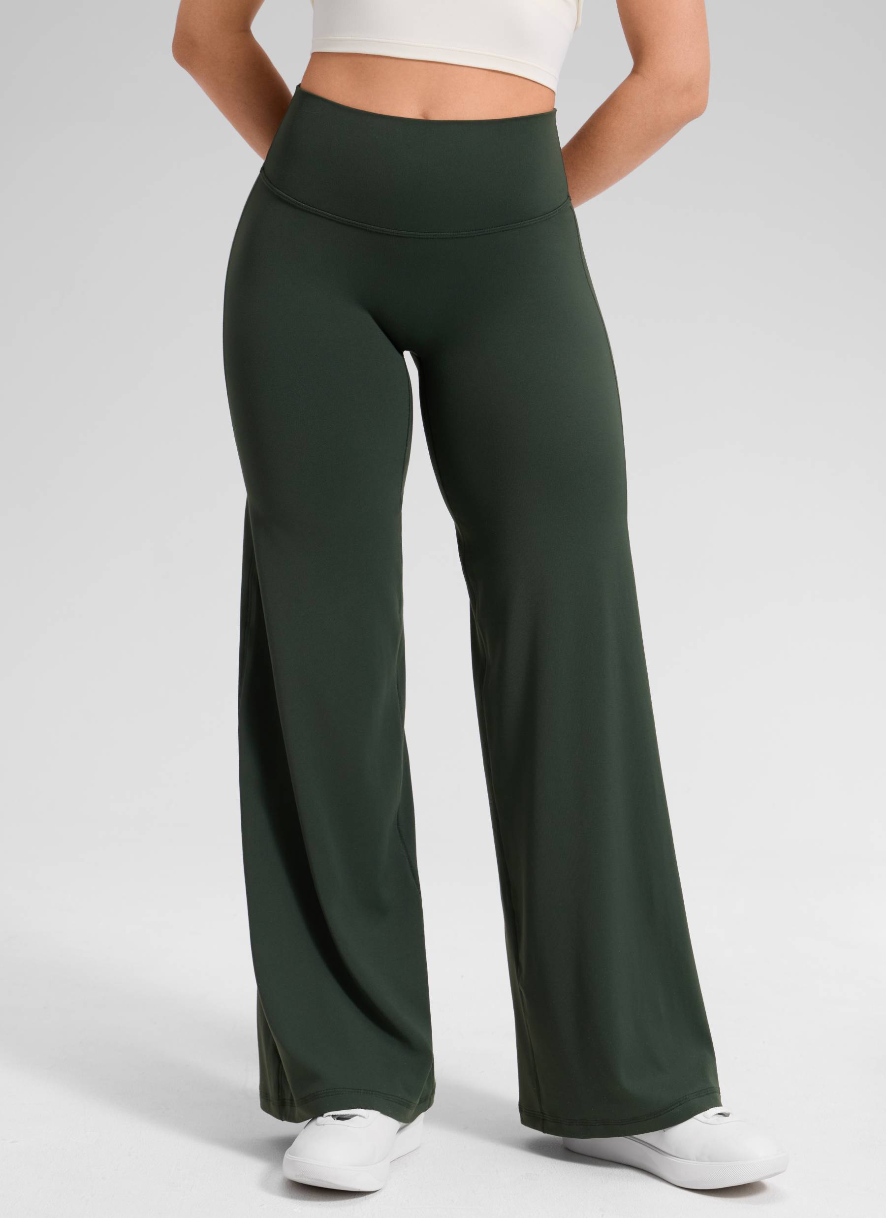 CRZ YOGA Women's Softretch Workout No Front Seam Wide Leg Pant 28