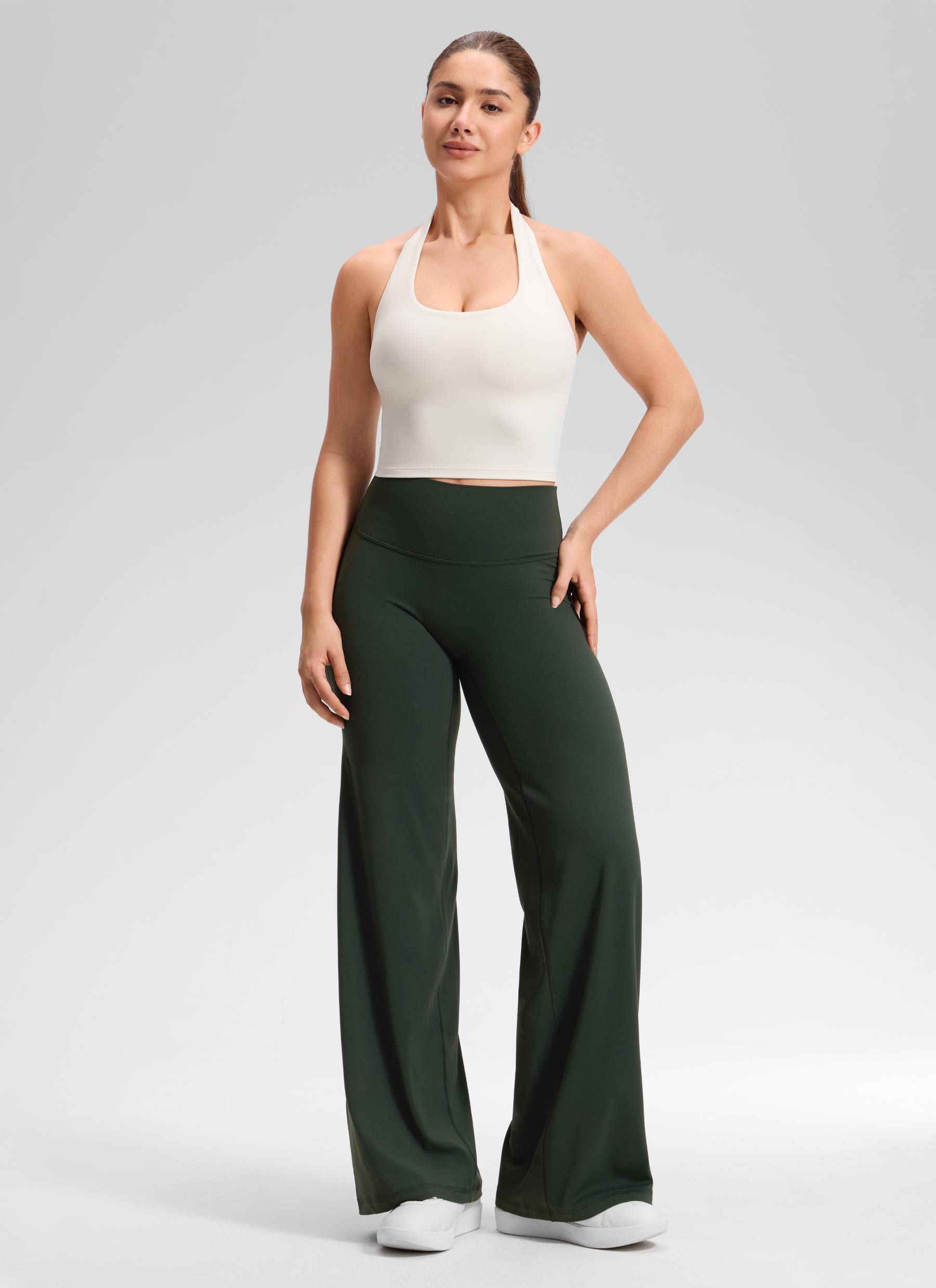 CRZ YOGA Women's Softretch Workout No Front Seam Wide Leg Pant 28