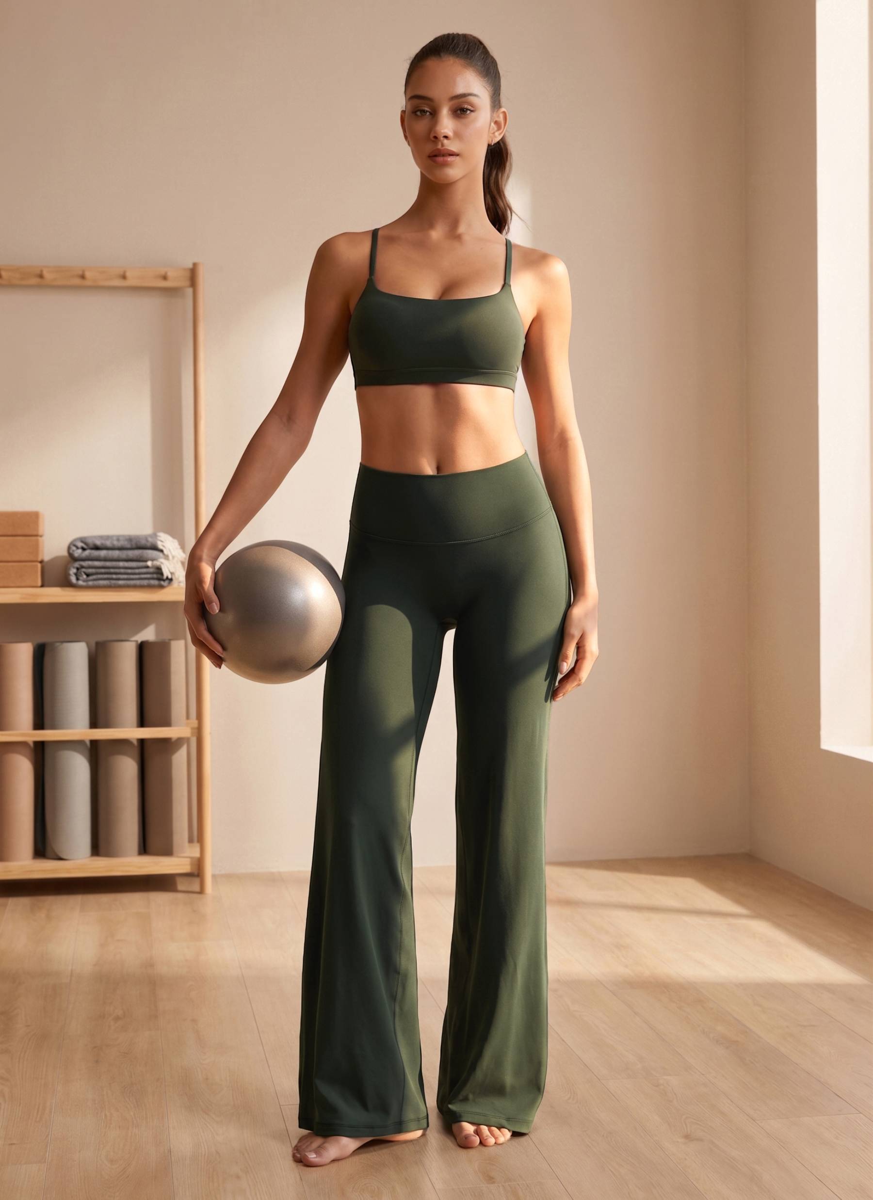 CRZ YOGA Women's Softretch Workout No Front Seam Wide Leg Pant 32