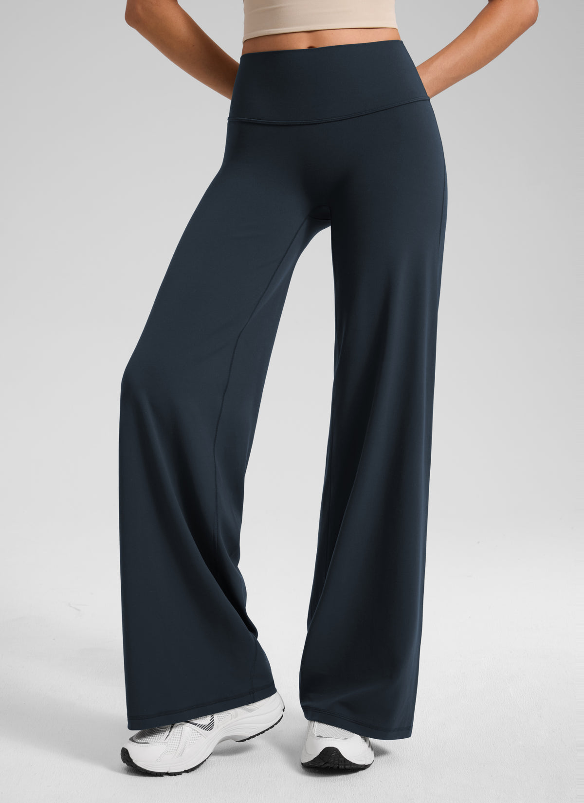 CRZ YOGA Women's Softretch Workout No Front Seam Wide Leg Pant 28