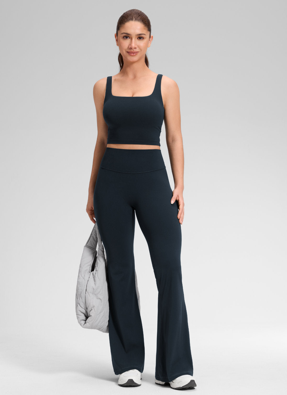 CRZ YOGA Women's Softretch High Rise No Front Seam Flare Legging 29