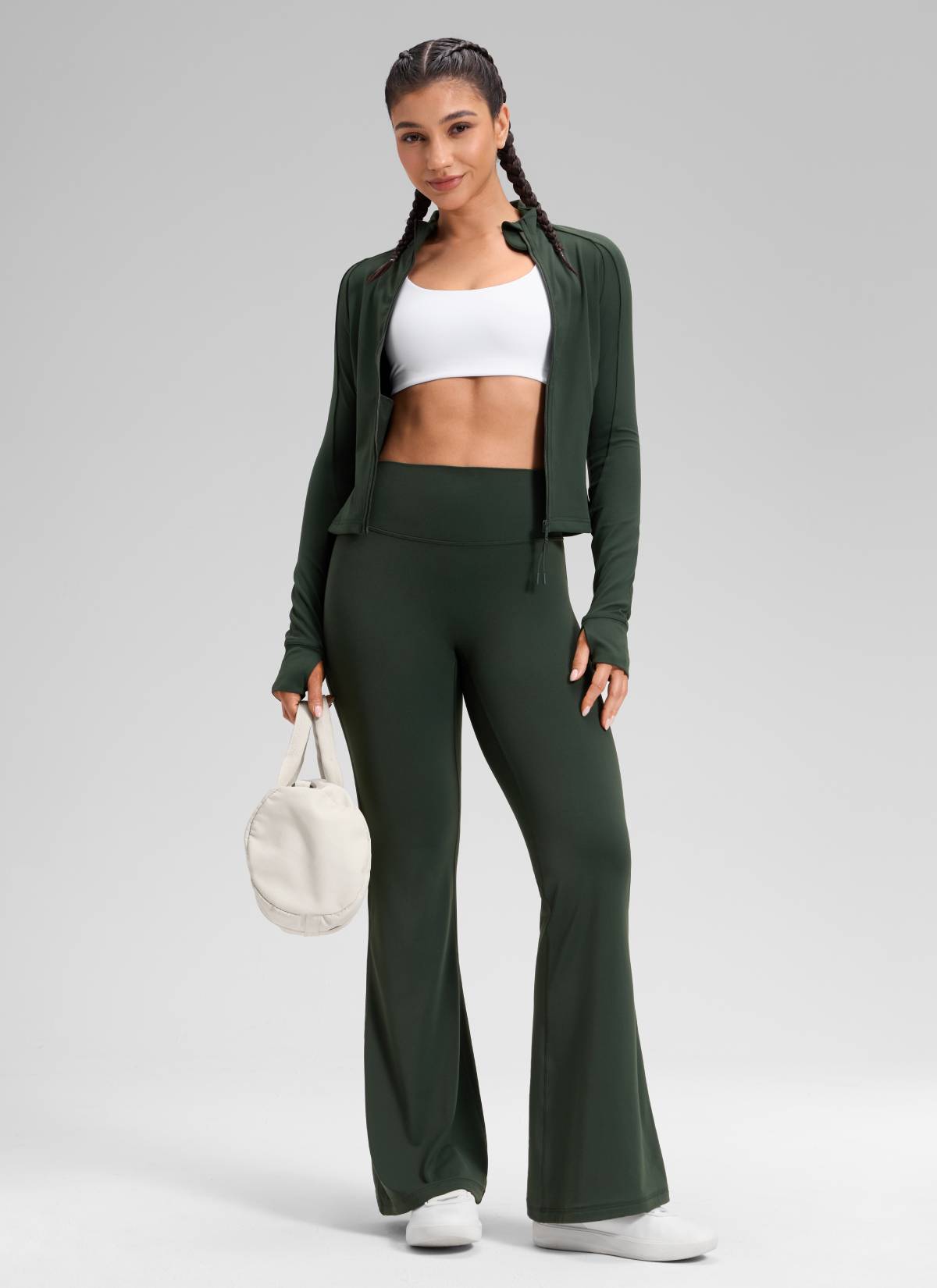 CRZ YOGA Women's Softretch High Rise No Front Seam Flare Legging 31