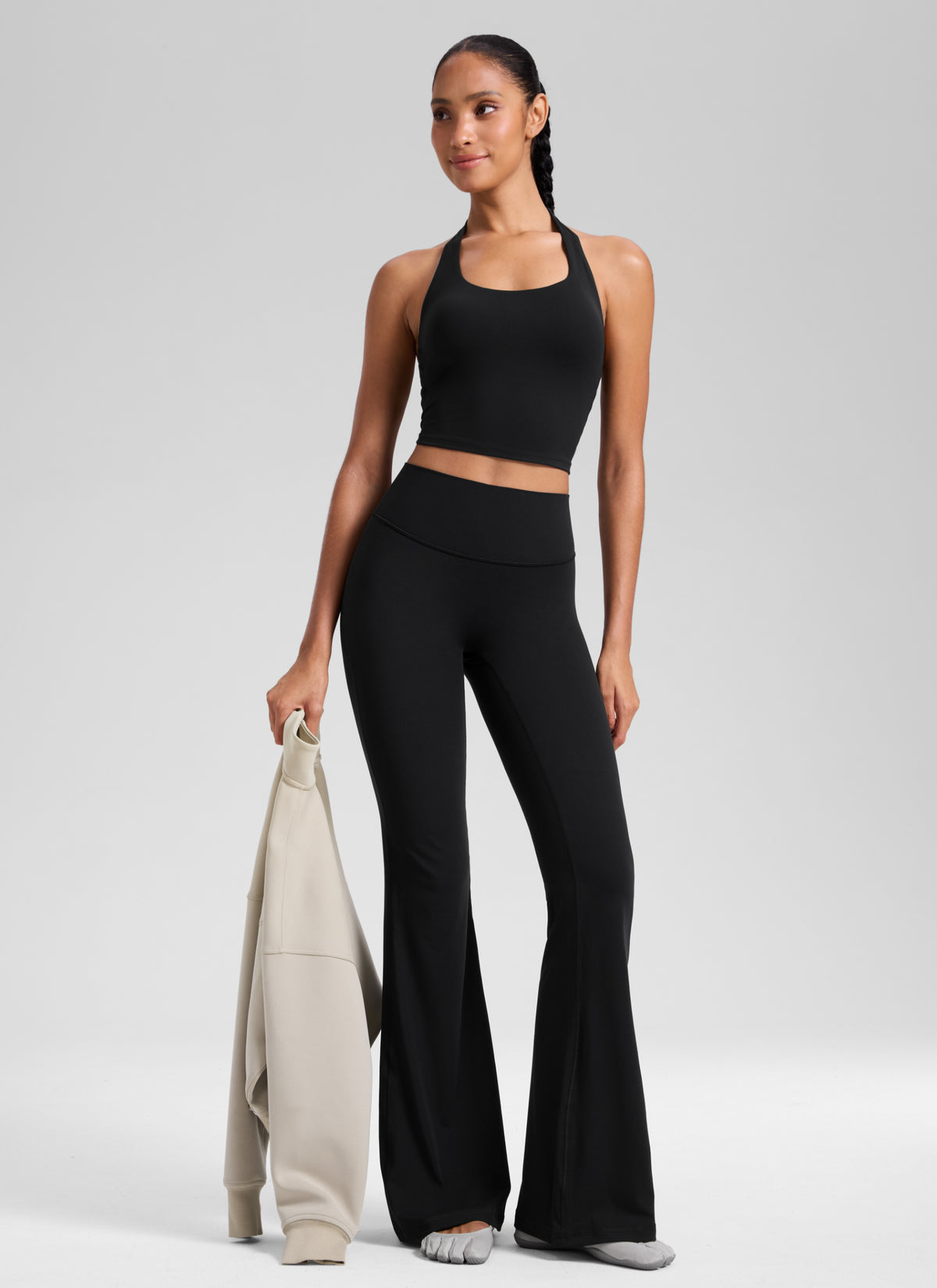 CRZ YOGA Women's Softretch High Rise No Front Seam Flare Legging 31