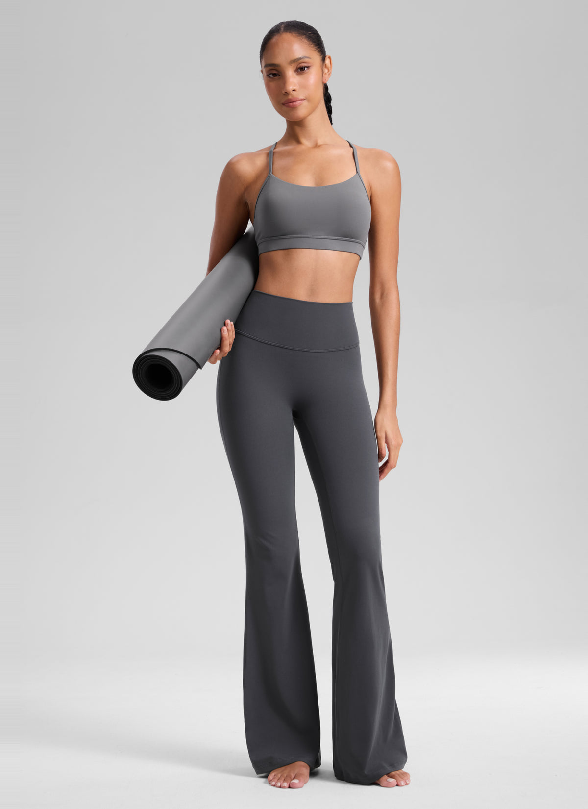 CRZ YOGA Women's Softretch High Rise No Front Seam Flare Legging 31