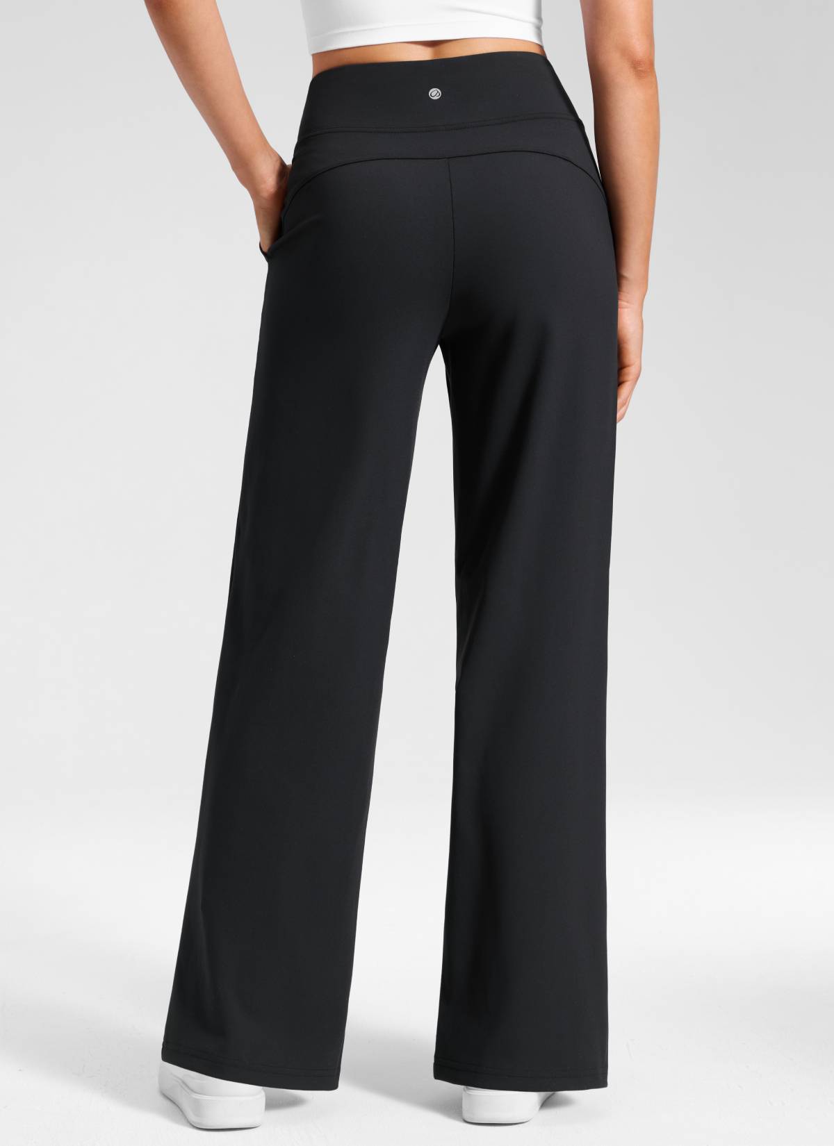 CRZ YOGA Women's Work High Rise Pocket Wide Leg Faux Fly Pant 30