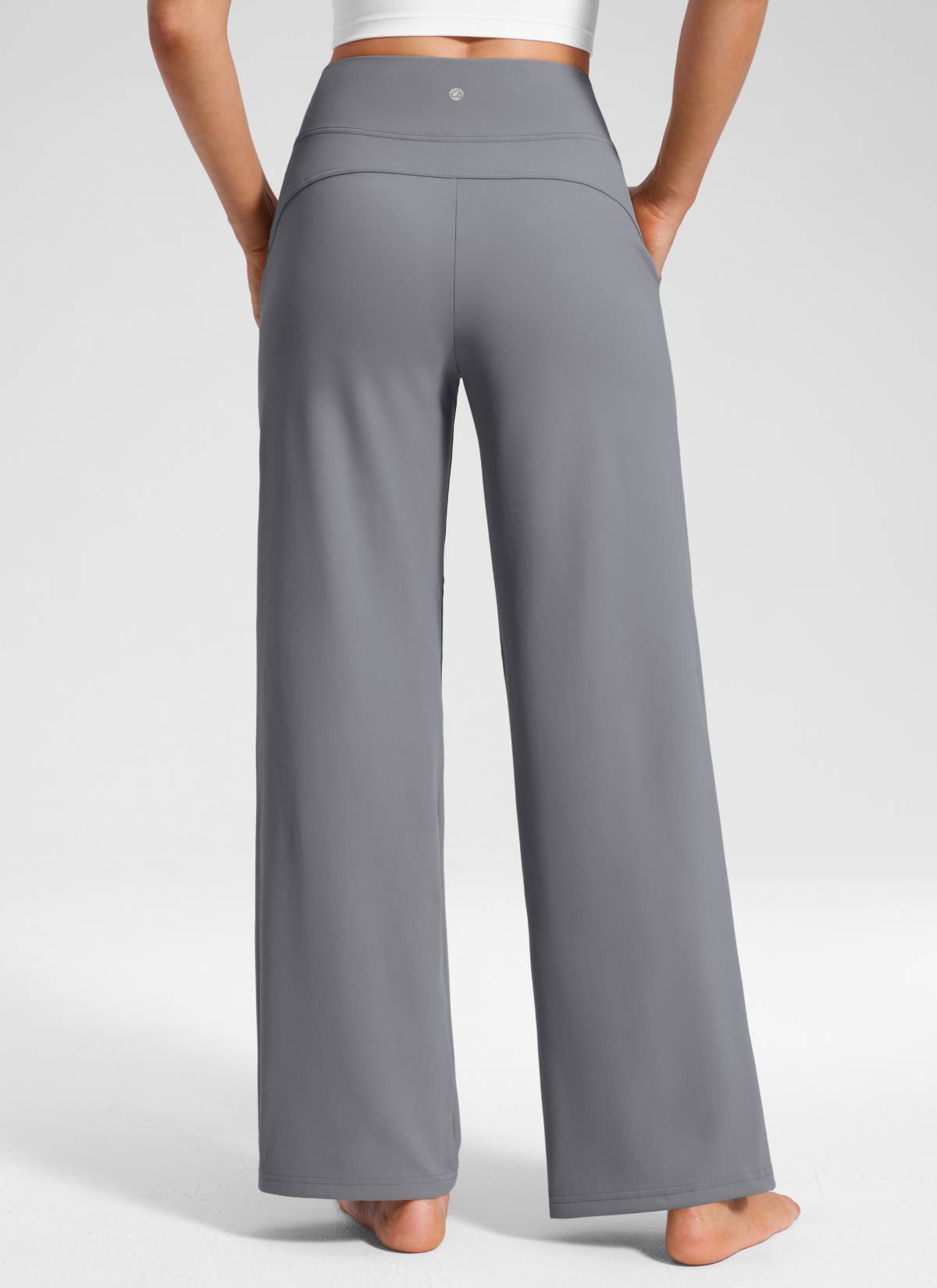 CRZ YOGA Women's Work High Rise Pocket Wide Leg Faux Fly Pant 30