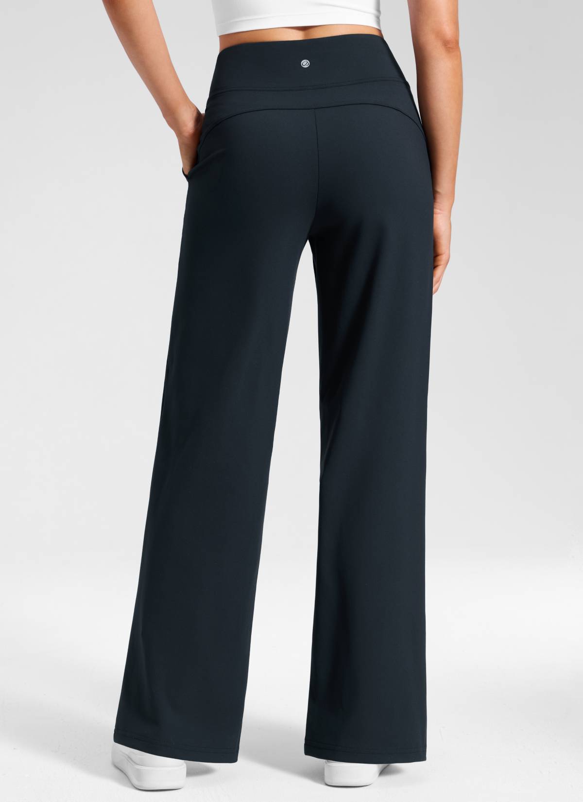 CRZ YOGA Women's Work High Rise Pocket Wide Leg Faux Fly Pant 30