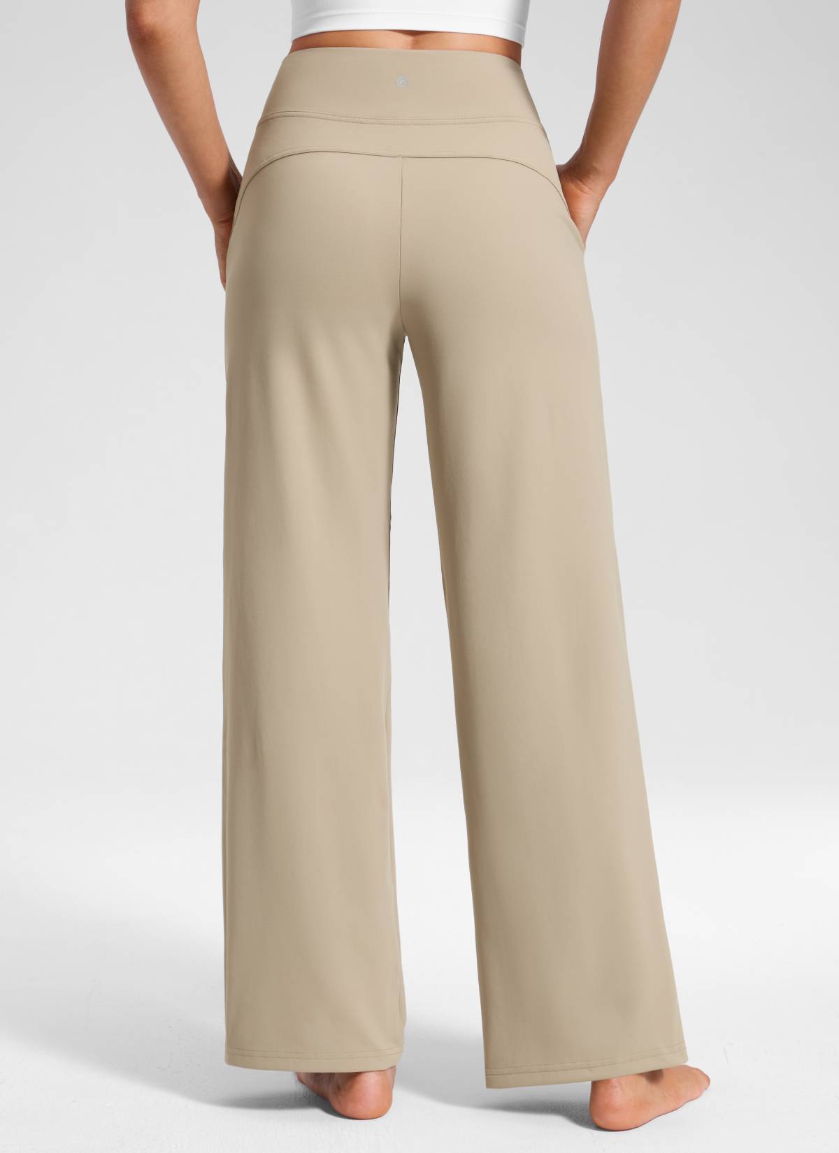 CRZ YOGA Women's Work High Rise Pocket Wide Leg Faux Fly Pant 30