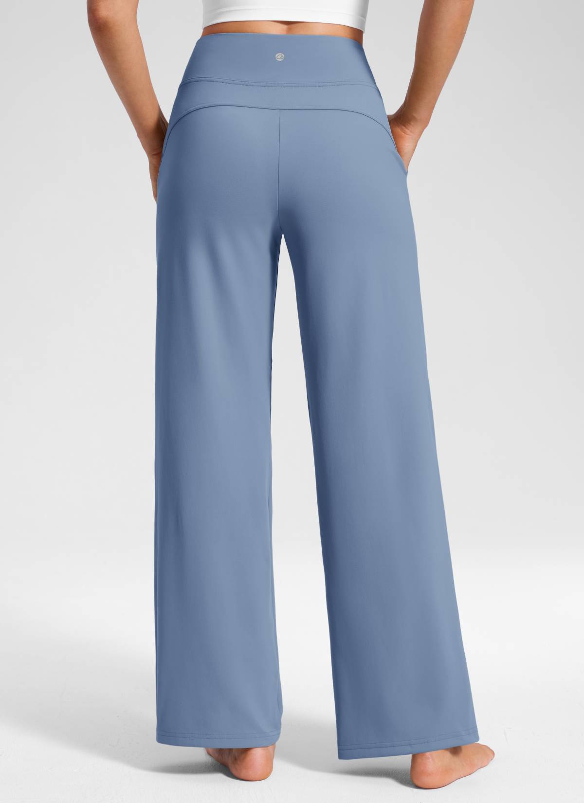 CRZ YOGA Women's Work High Rise Pocket Wide Leg Faux Fly Pant 30