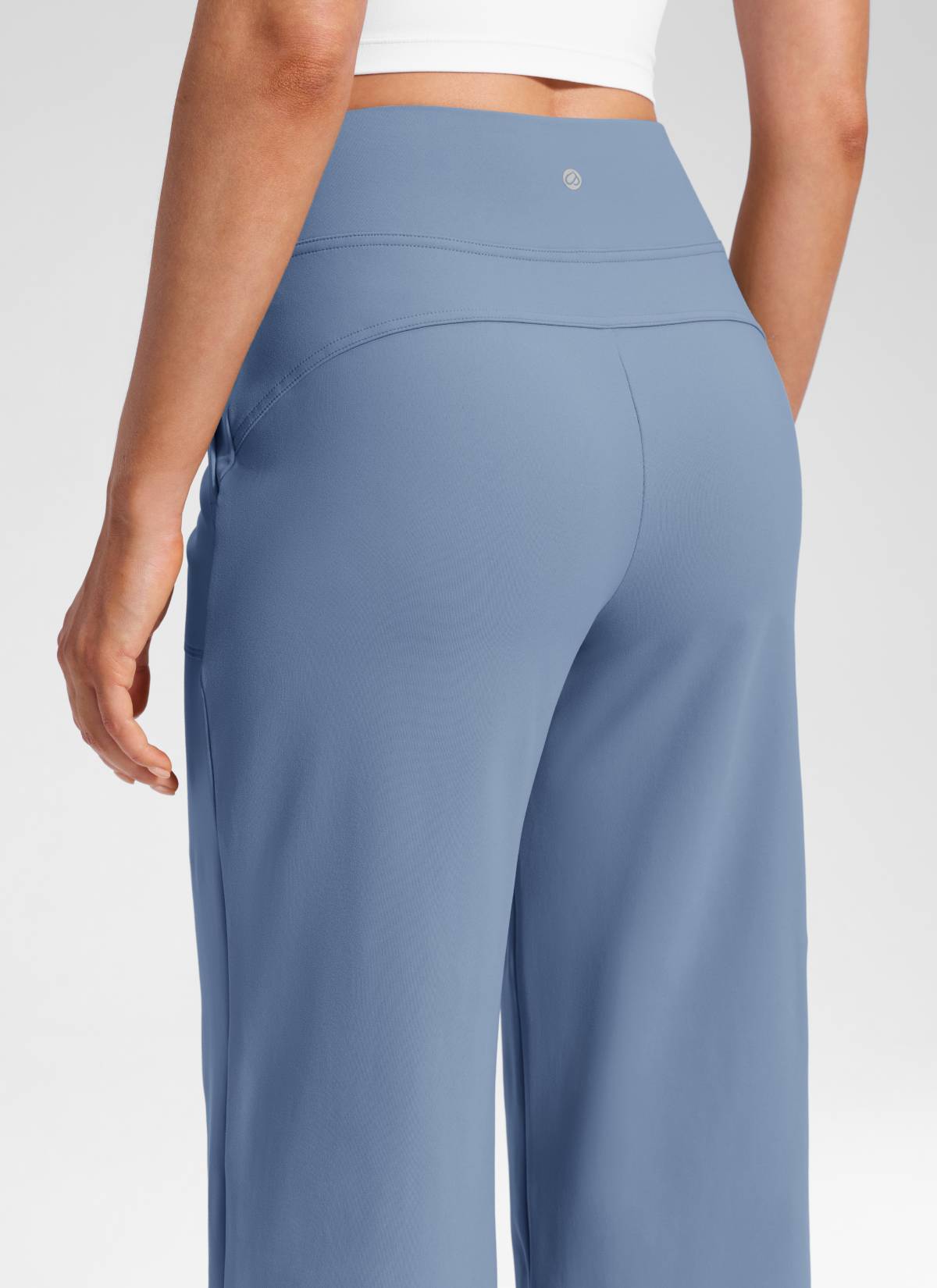 CRZ YOGA Women's Work High Rise Pocket Wide Leg Faux Fly Pant 30