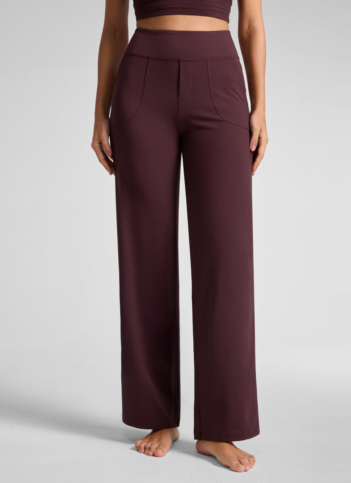 CRZ YOGA Women's Work High Rise Pocket Wide Leg Faux Fly Pant 30