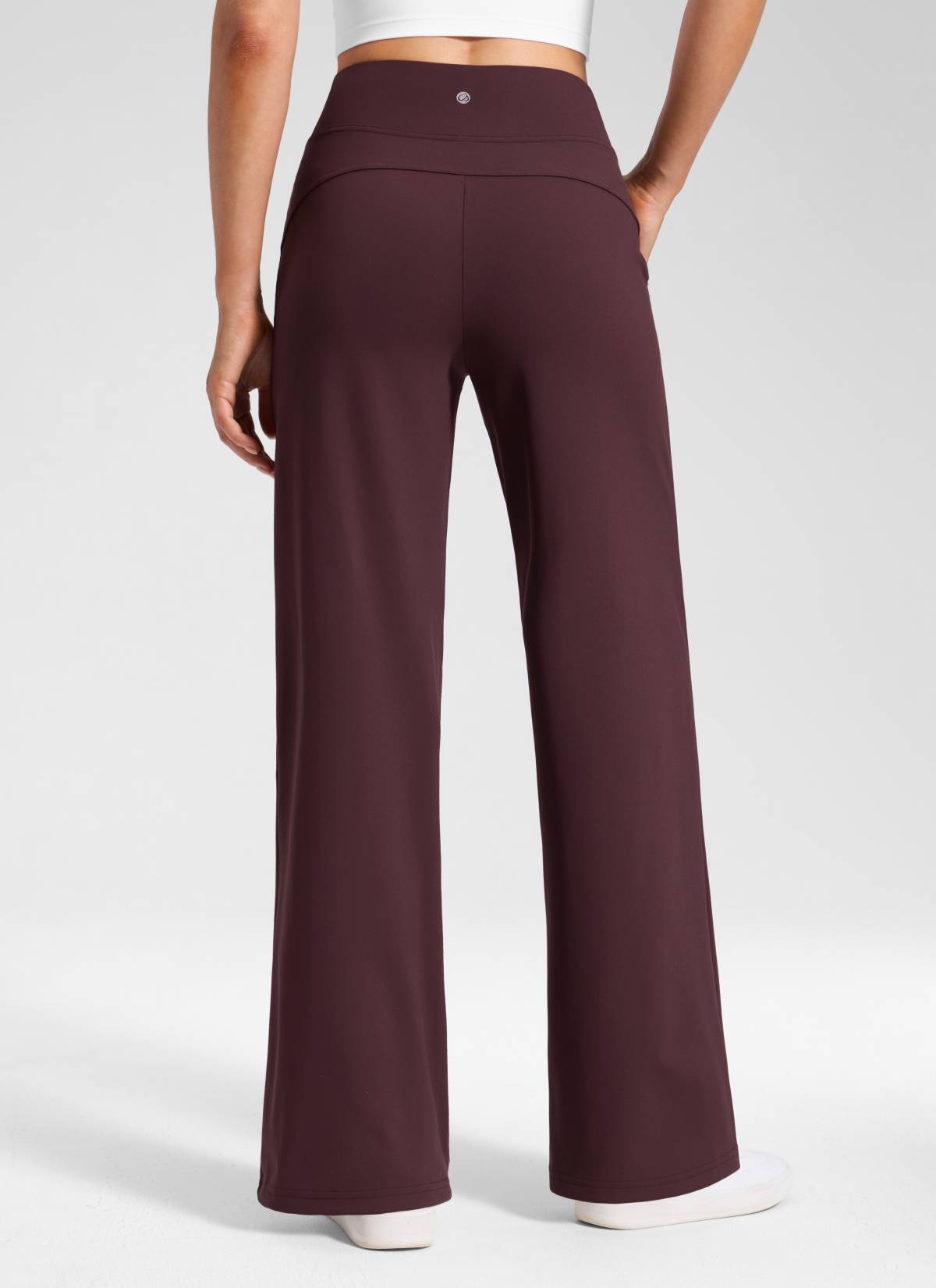 CRZ YOGA Women's Work High Rise Pocket Wide Leg Faux Fly Pant 30