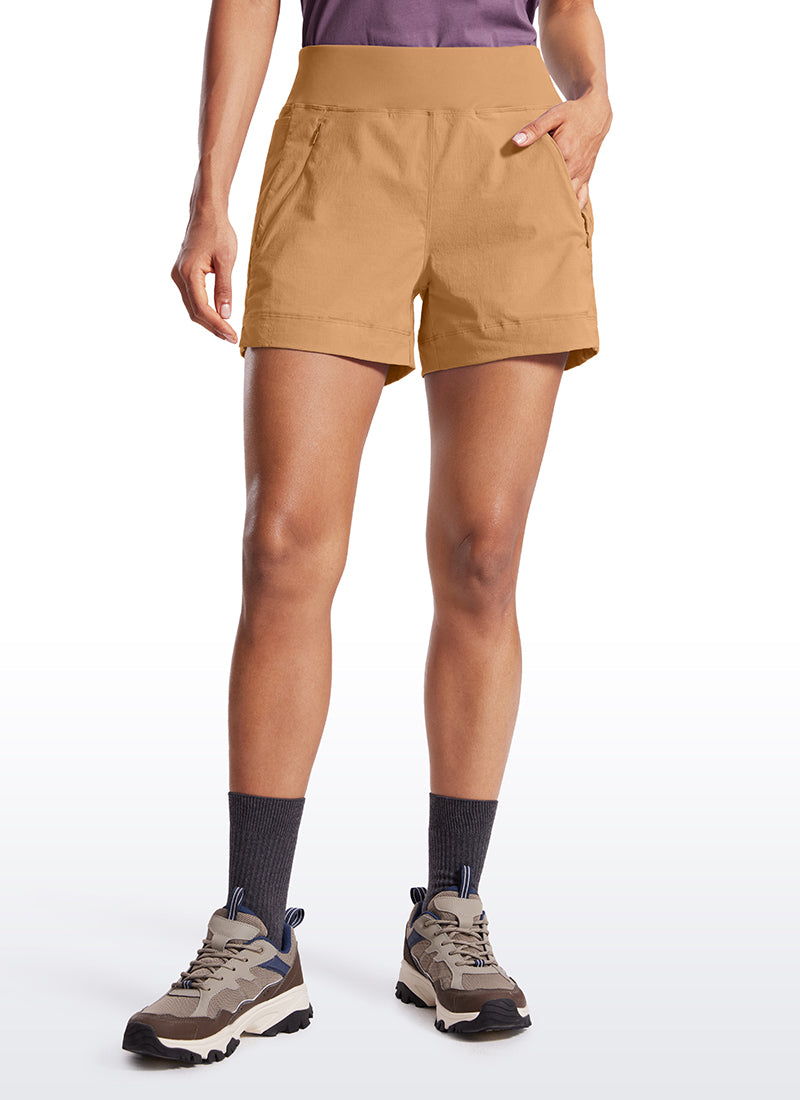 CRZ YOGA Women's Hiking Ripstop Mid-Rise Hiking Shorts Zip Pockets