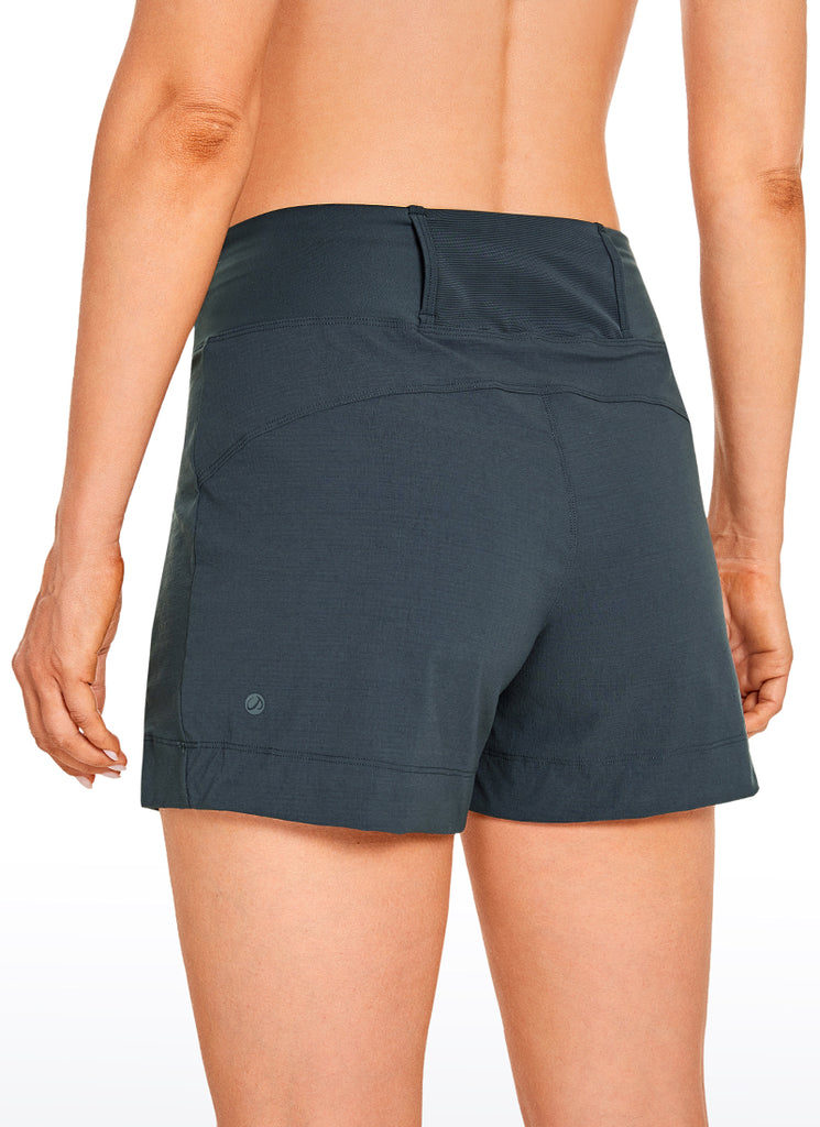 CRZ YOGA Women's Hiking Ripstop Mid-Rise Hiking Shorts Zip Pockets 4'' Ink Gray