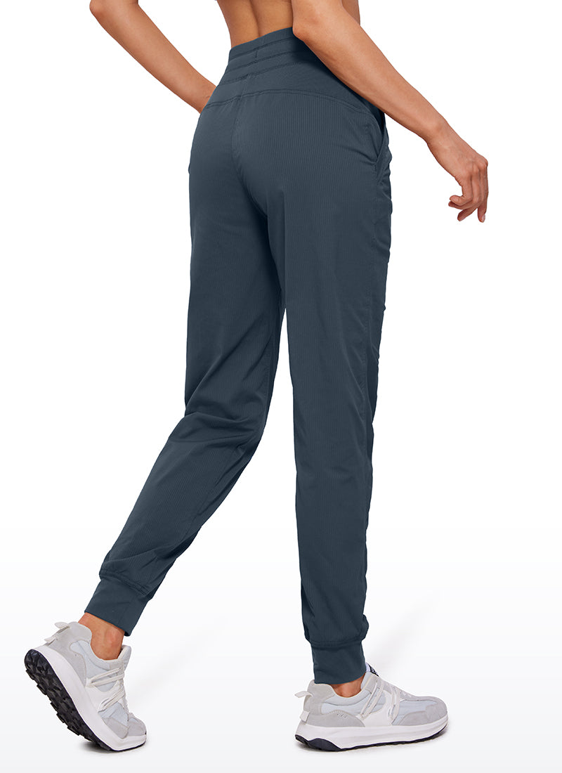 Striped Joggers with Pockets 28'' - Ruched