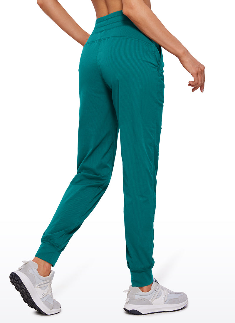 CRZ YOGA Women's Travel Classic Fit Striped Joggers 28'' Ruched