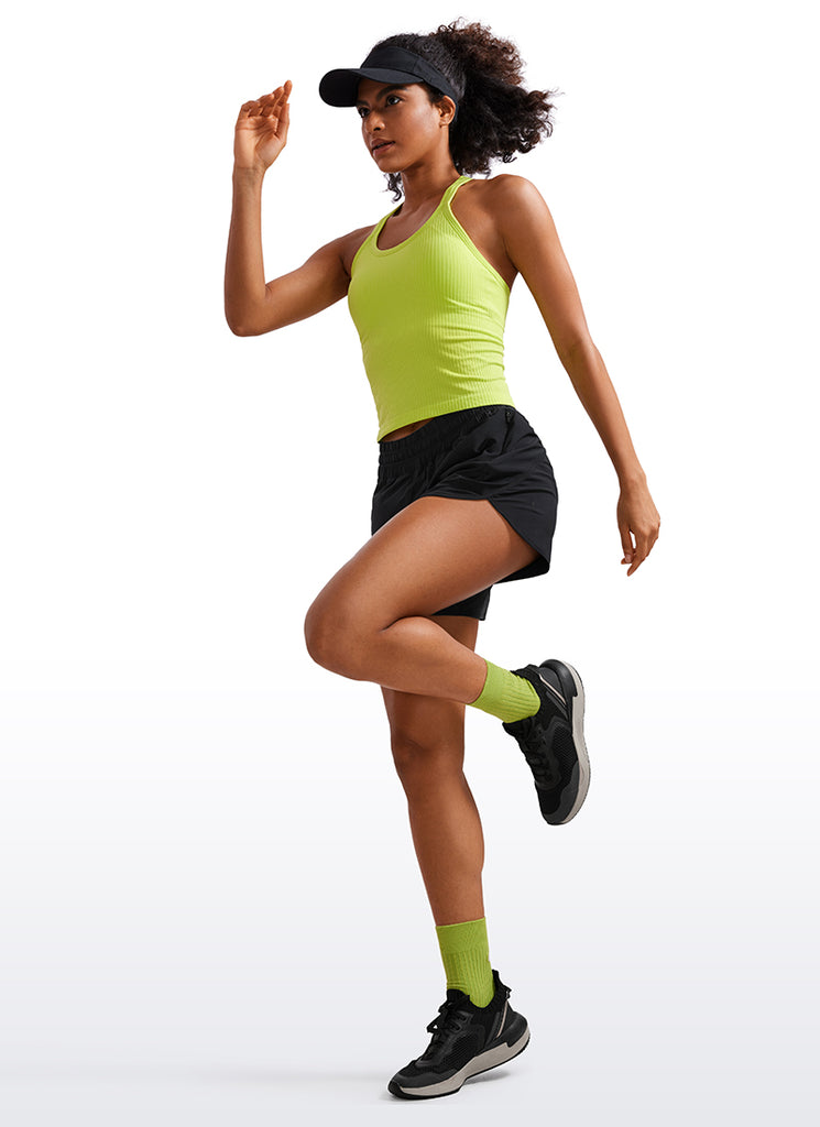 CRZ YOGA Women's Running Mid Rise Feathery-Fit Mesh Liner Shorts 5'' Black