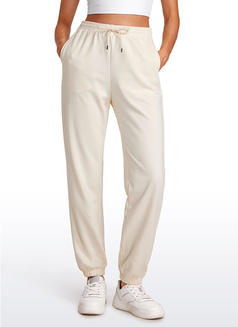 CRZ YOGA Womens French Terry High Rise Down the Street Sweatpants 28'' White Apricot