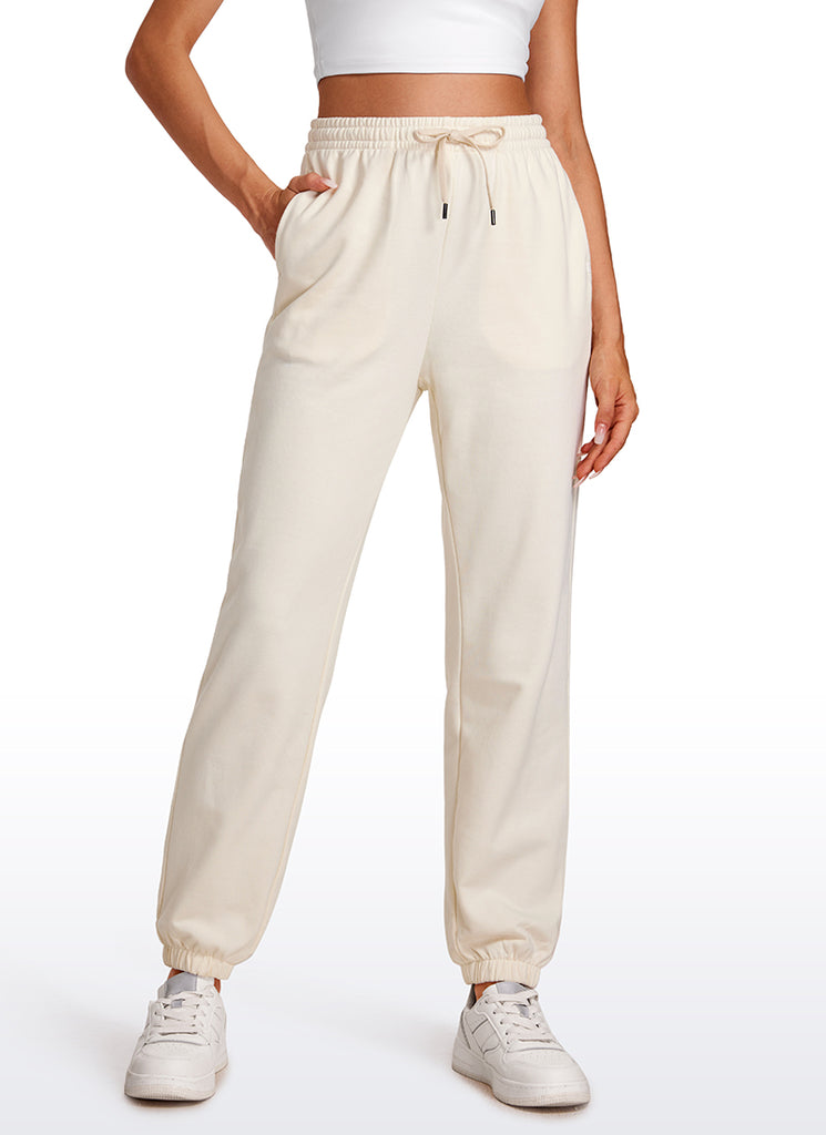 CRZ YOGA Womens French Terry High Rise Down the Street Sweatpants 28'' White Apricot