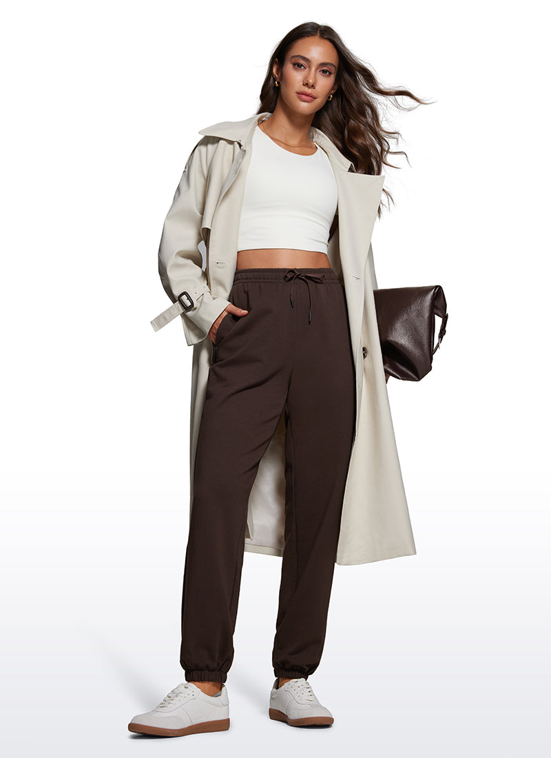 CRZ YOGA Fleece Sweatpants Women Cotton Pockets High Waisted Joggers Sterling