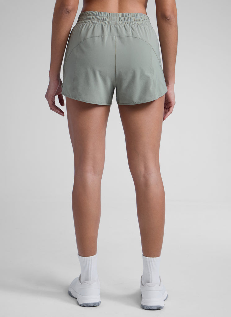 CRZ YOGA Women's Running High Waisted Mesh Lined Shorts 3'' Sterling