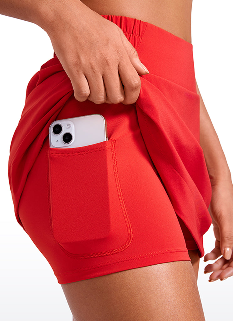 CRZ YOGA Women's High Rise Golf  Lined Skirt Casual Tennis Skorts 15'' Deep Red
