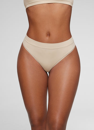 CRZ YOGA Women Softhold High Rise Thongs Ladies Underwear 3 Pack Mojave Tan 2 3pack