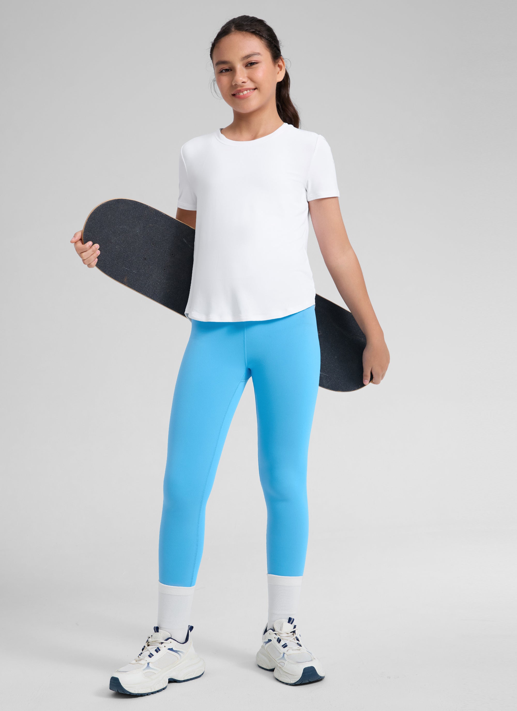 CRZ YOGA Meisjes Butterluxe Crossover Atletische Legging - Hoge Taille V Cross Kids Lounge Broek Yoga Actieve Dans Hardlooplegging Hibiscus Purple XS