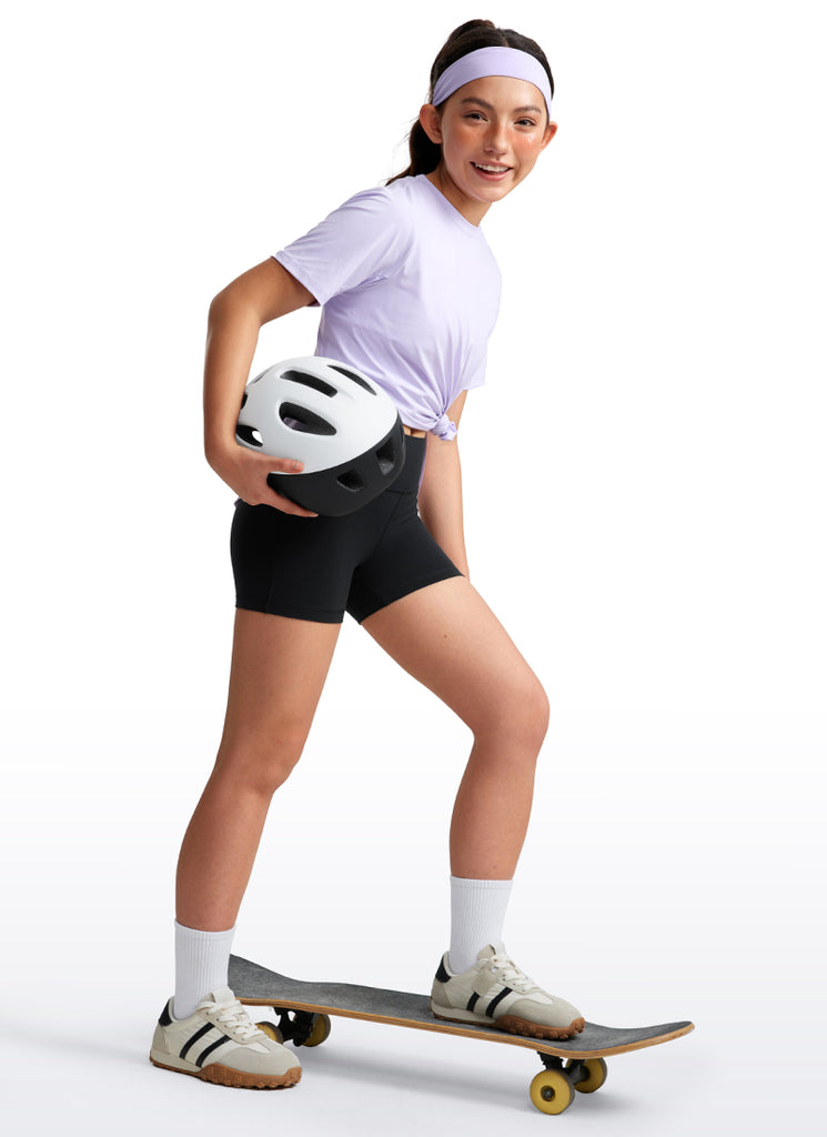 CRZ YOGA Girl's Active Sports Yoga Lounge Butterluxe Yoga Shorts 3'' Black