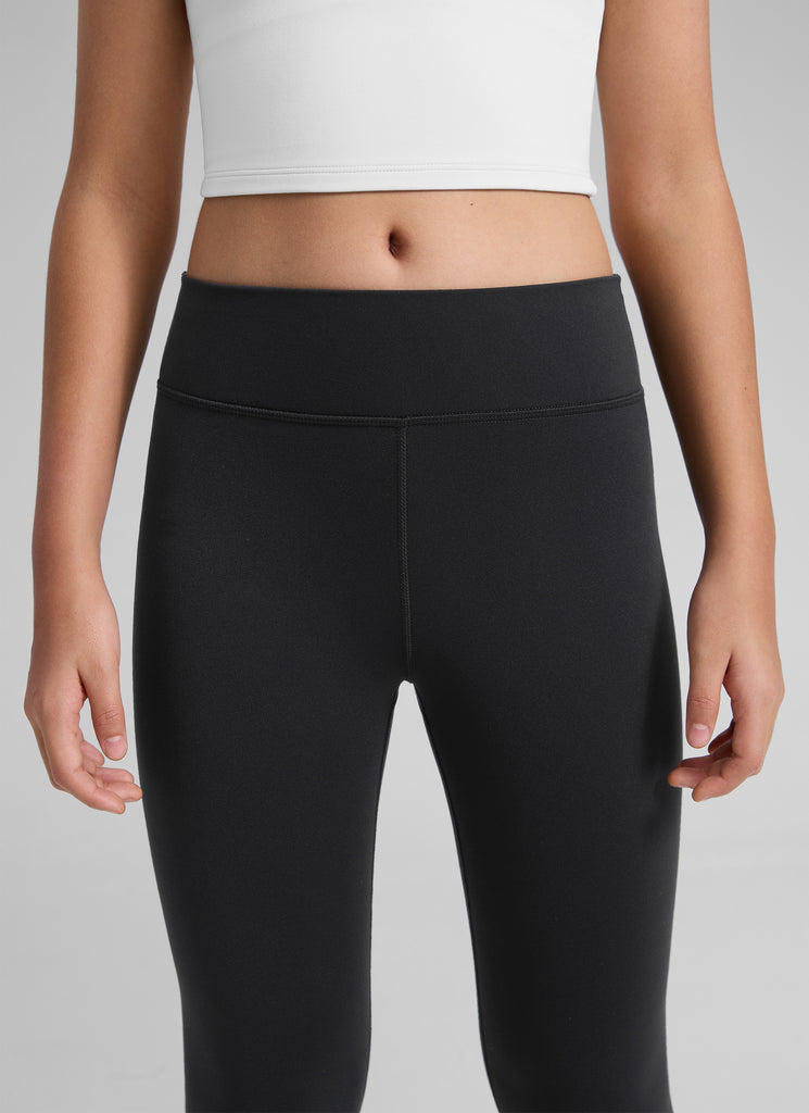 CRZ YOGA Girl's Matte Thermal Fleece Lined Casual High Rise Legging Black