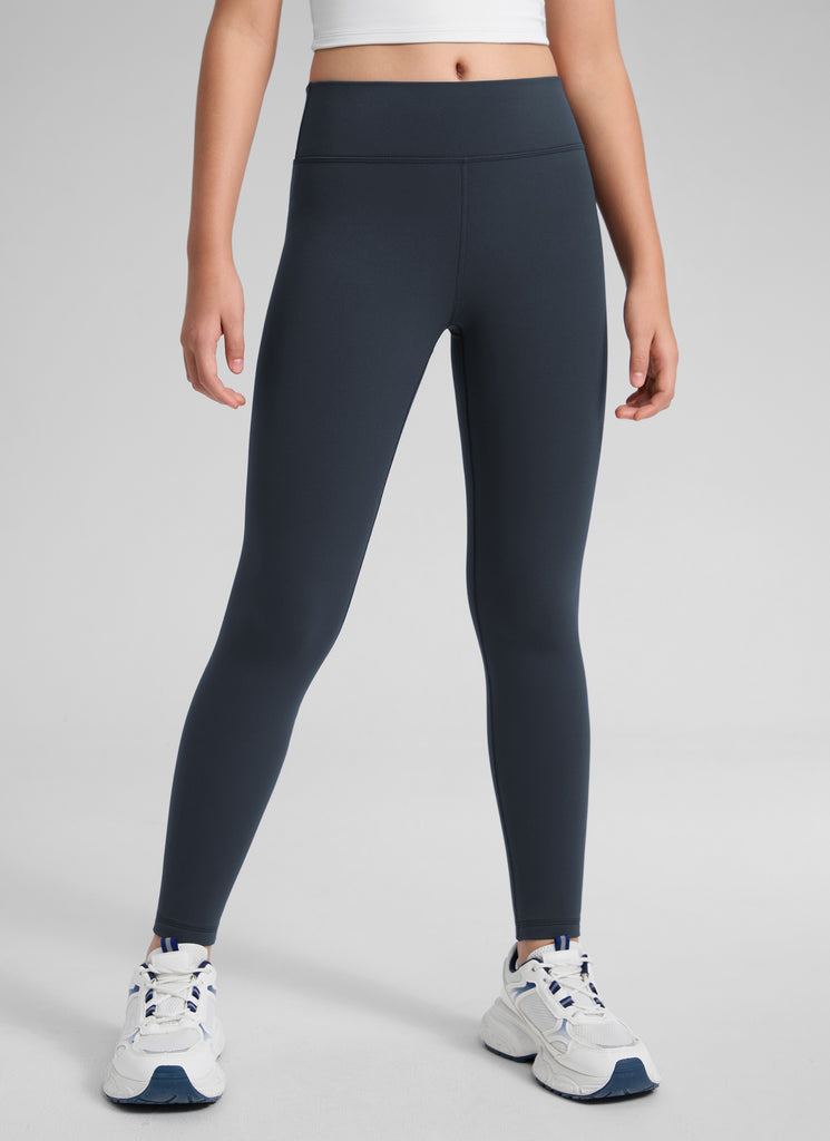 CRZ YOGA Girl's Matte Thermal Fleece Lined Casual High Rise Legging Black