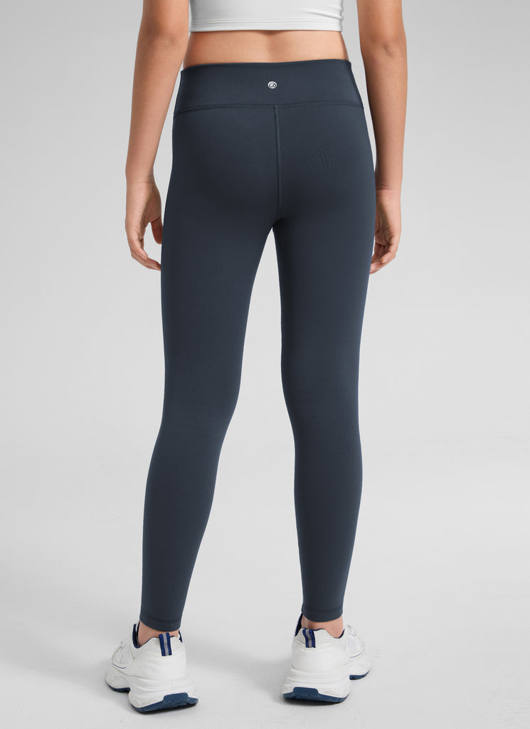 CRZ YOGA Girl's Matte Thermal Fleece Lined Casual High Rise Legging True Navy