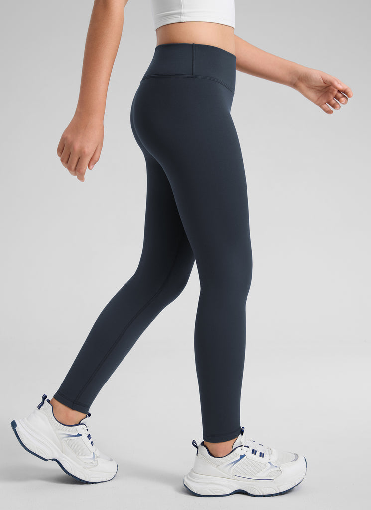 CRZ YOGA Girl's Matte Thermal Fleece Lined Casual High Rise Legging True Navy