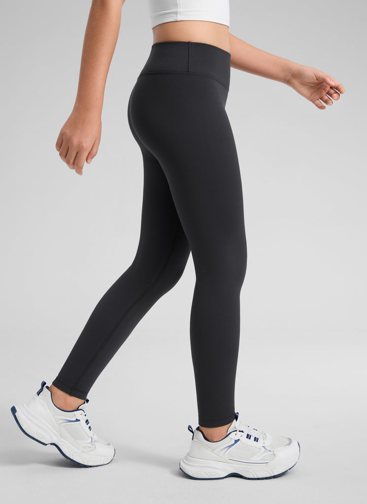 CRZ YOGA Girl's Matte Thermal Fleece Lined Casual High Rise Legging Ink Gray