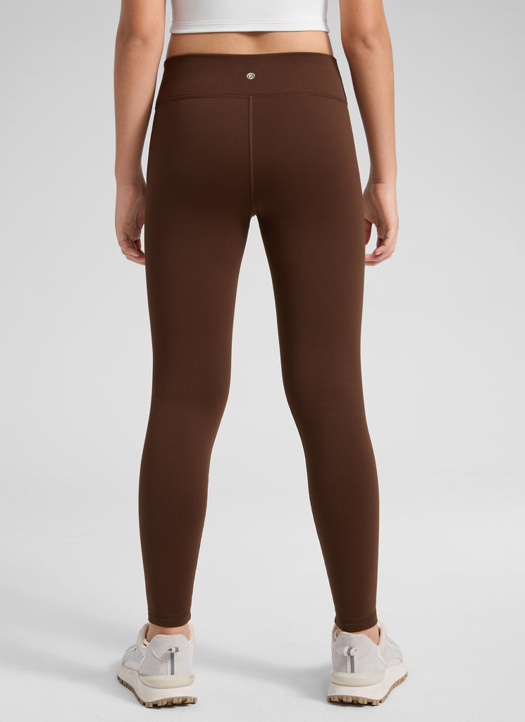 CRZ YOGA Girl's Matte Thermal Fleece Lined Casual High Rise Legging Ink Gray