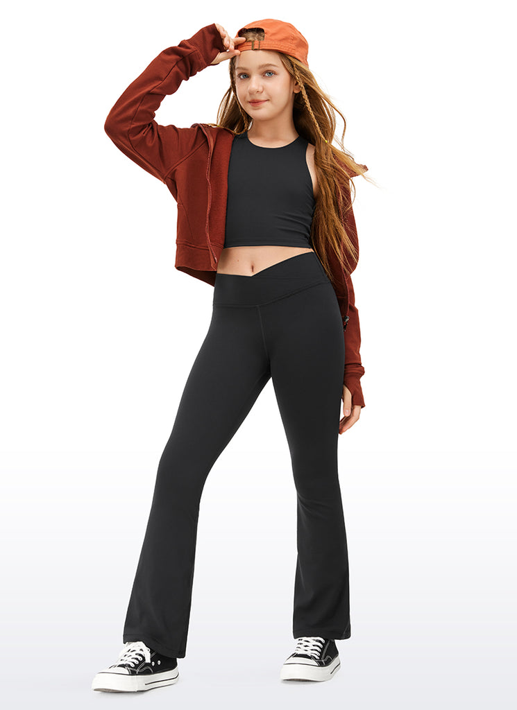 CRZ YOGA Girl's Active Sports Yoga Lounge Butterluxe Flare Leggings Black