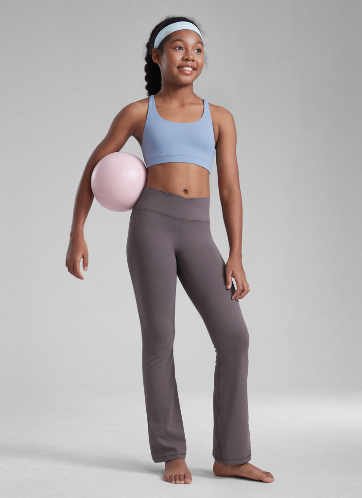 CRZ YOGA Girl's Active Sports Yoga Lounge Butterluxe Flare Leggings Black