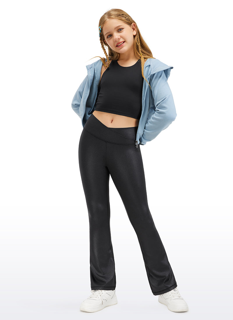 CRZ YOGA Meisjes Butterluxe Crossover Atletische Legging - Hoge Taille V Cross Kids Lounge Broek Yoga Actieve Dans Hardlooplegging echte marine XL