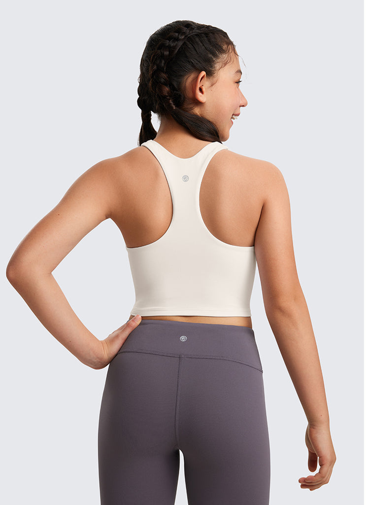 CRZ YOGA girl's Active Sports Butterluxe Racerback Tank Top Light Army Green